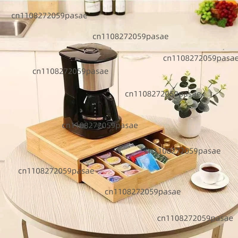 Bamboo Drawer Storage Box, Household Coffee Tea Capsule Storage Box, Tea Room Multi-Grid Coffee Storage Stand Oasis Select