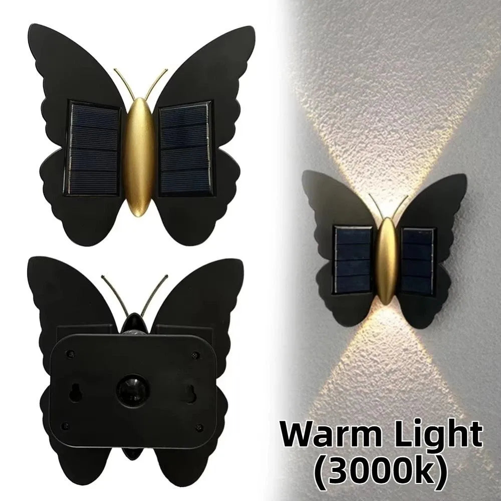 Butterfly Solar Wall Light | Auto On/Off, IP44 Outdoor Garden
