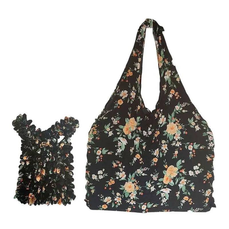 Flower Expansion Fold Pleated Flexible Stretch Mini Shopping Bag Large Capacity Bubble Elastic Portable Handbag Storage Bag Oasis Select A20