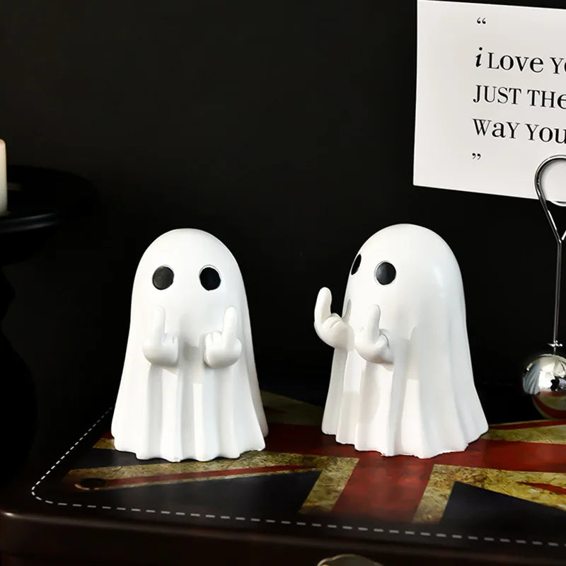 Halloween Cute Ghost Decoration Creative Middle Finger Table Ornament Artifact Gift Home Accessories Oasis Select
