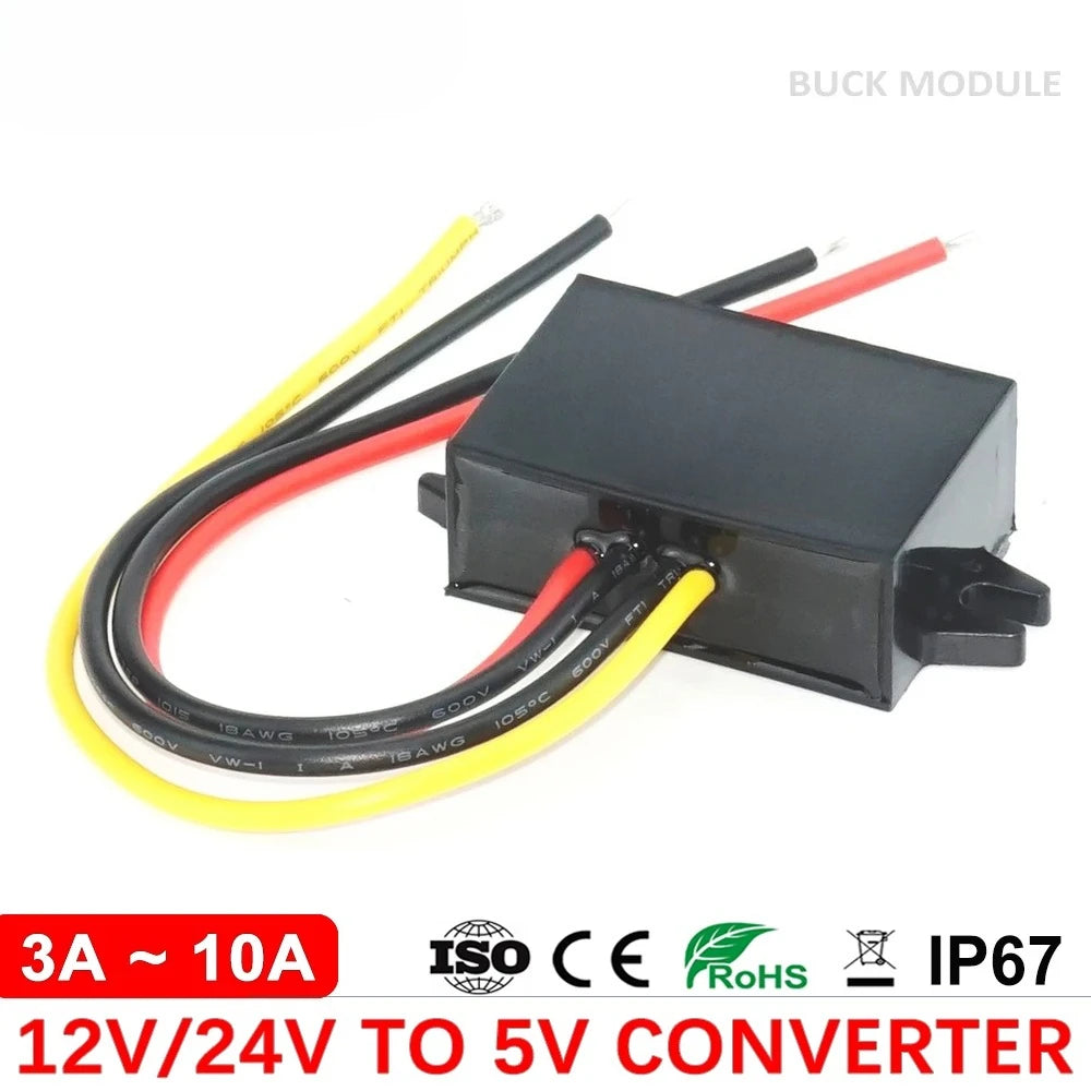 24V to 5V 12V to 5V 8-36V to 5V 3A-10A Switching Power Supply DC DC Power Converter Step Down for Car LED Oasis Select 12V-24V to 5V 10A