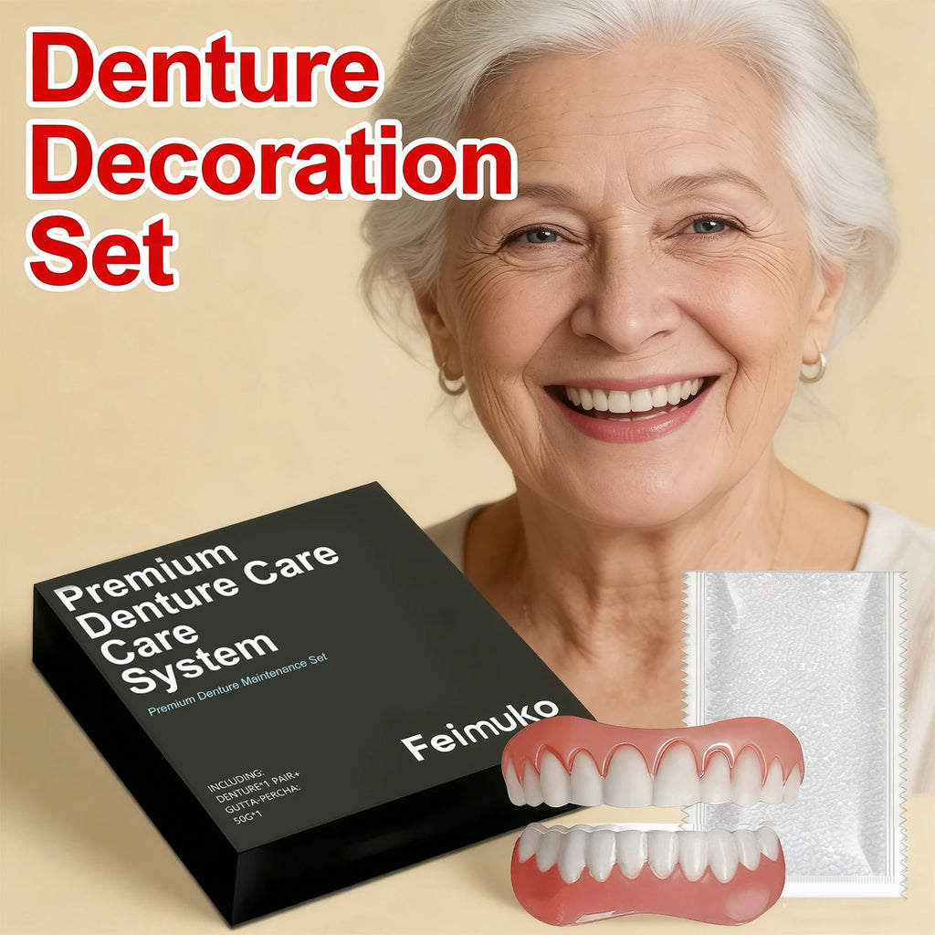 Natural Fit Denture Silicone Kit for Teeth Upper and Lower Set - Easy Use Complete Fake Tooth Oral Hygiene Care Set Oasis Select