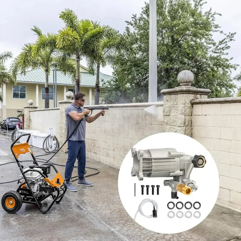 Professional Horizontal Pressure Pump Replacement - 3400PSI 2.5GPM 3/4" Shaft, Plug and Play for 1500-4000 PSI Washers Oasis Select