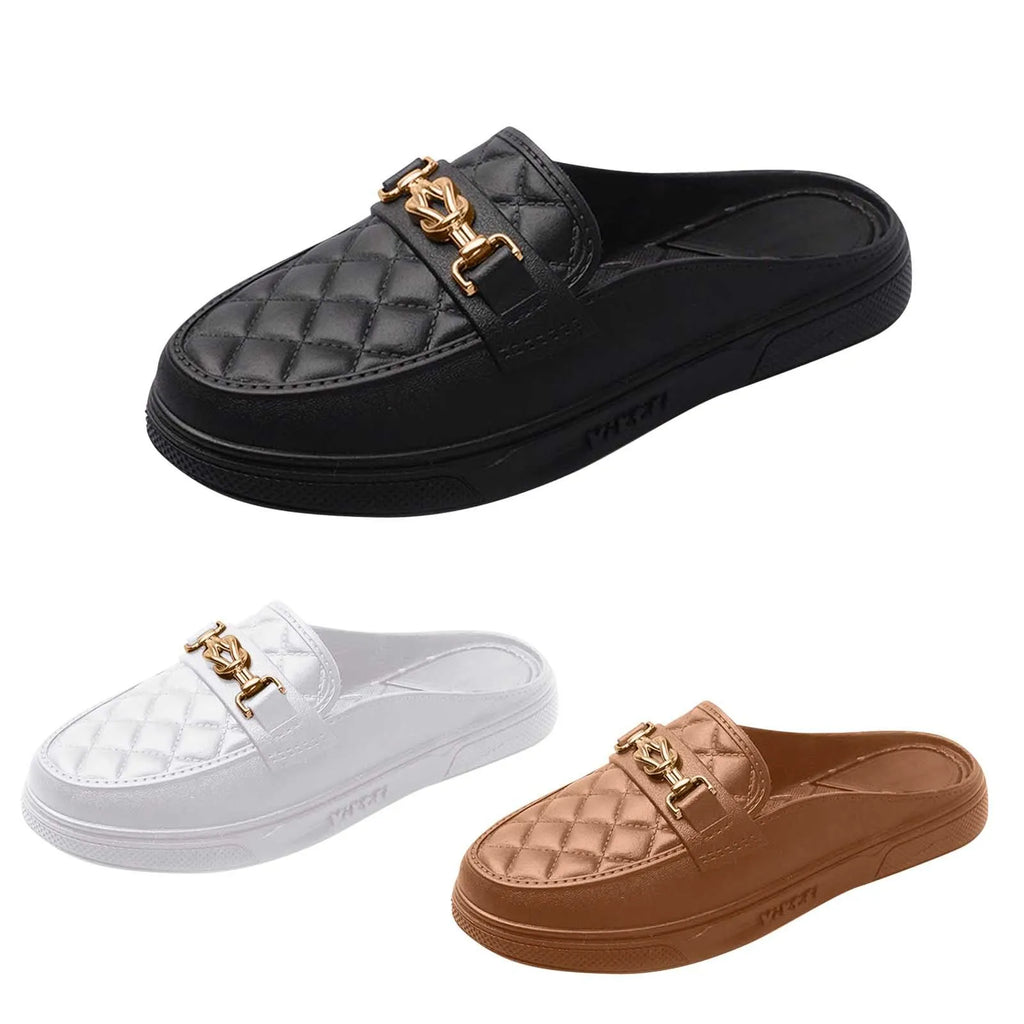 Summer New Style Women's Soft Bottom Anti-slip Versatile Outer Wear Beach Flat Bottom Lazy Person One Step Casual Half Slippers Oasis Select