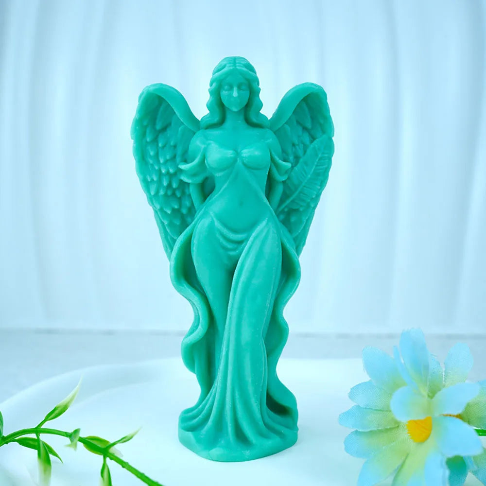 Wings Goddess Scented Silicone Candle Mould DIY Prayer Angel Sculpture Gypsum Resin Mold Women Candle Making Supplies Home Decor Oasis Select