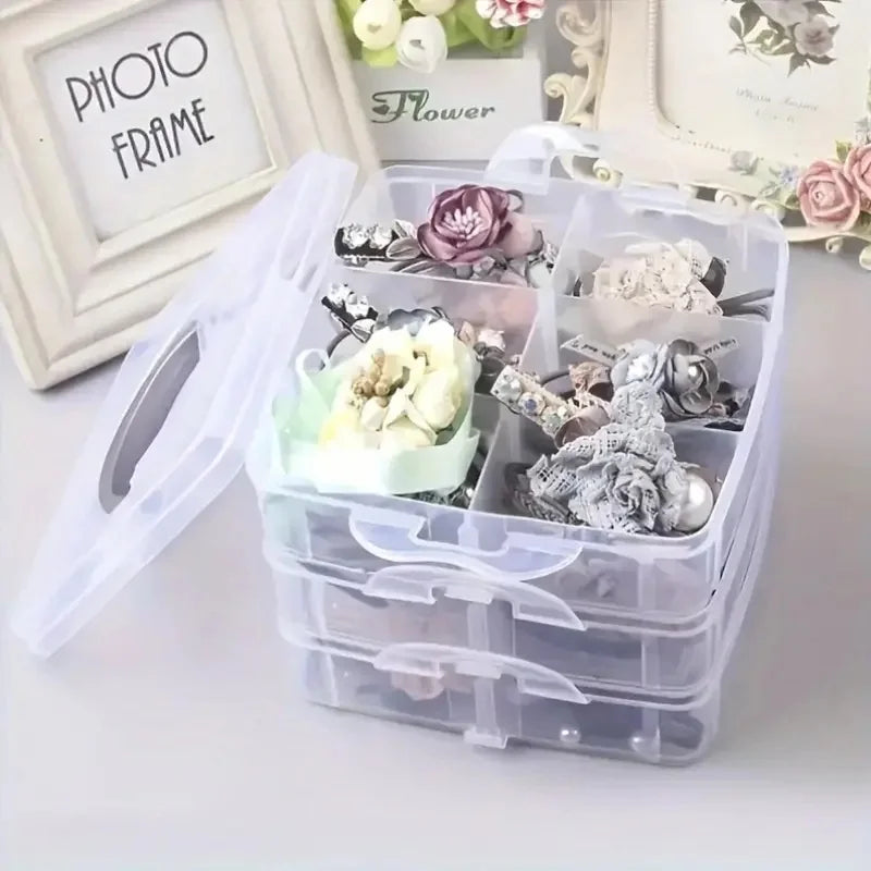 3-layer transparent storage box, stackable storage box, portable craft bead plastic box, jewelry storage box, storage tray Oasis Select