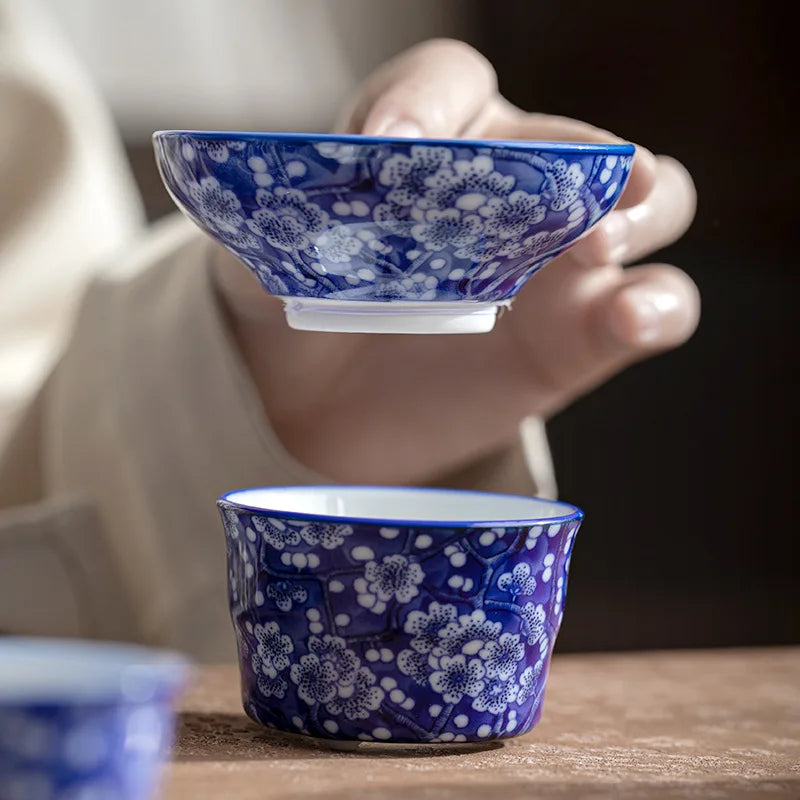 Blue and White Porcelain Ice Plum Tea Filter Set Kung Fu Tea Set Accessories Ceramic Retro Home Use Ceramic Drinking Utensils Oasis Select