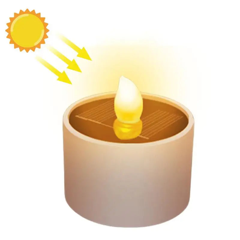 Solar Tealight Candles Waterproof Flickering LED Tea Lights Dusk To Dawn Flameless Solar Candles For Camping Home Bars Cafe Shop Oasis Select