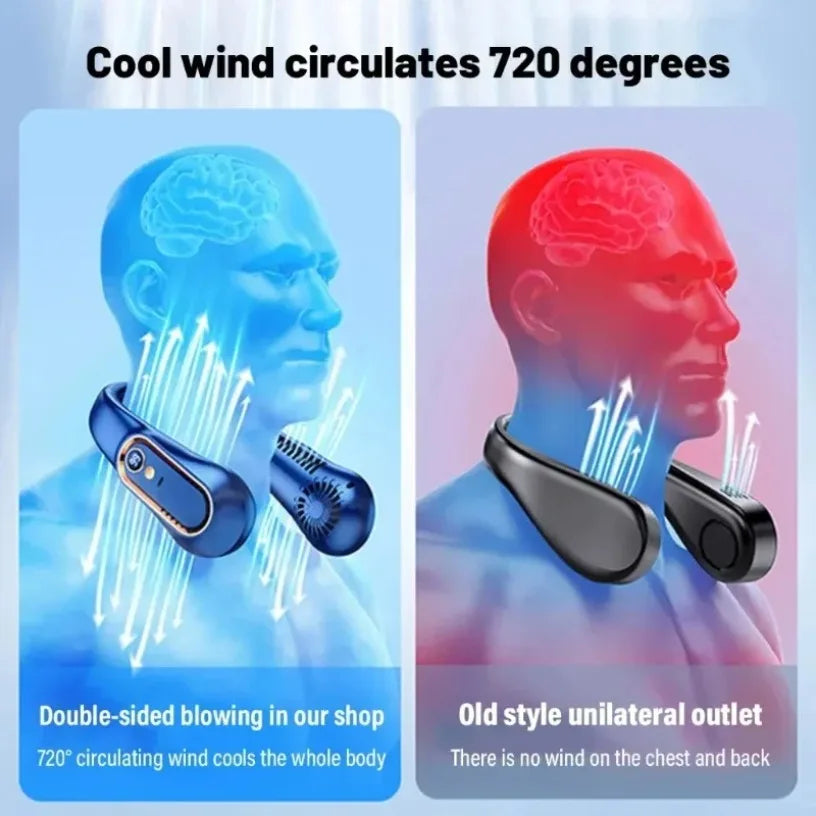Smart Neck Fan with Digital Power Display, 5-Speed Wearable Cooling Fan Rechargeable USB Fan for Men Women Outdoor Work Commute Oasis Select