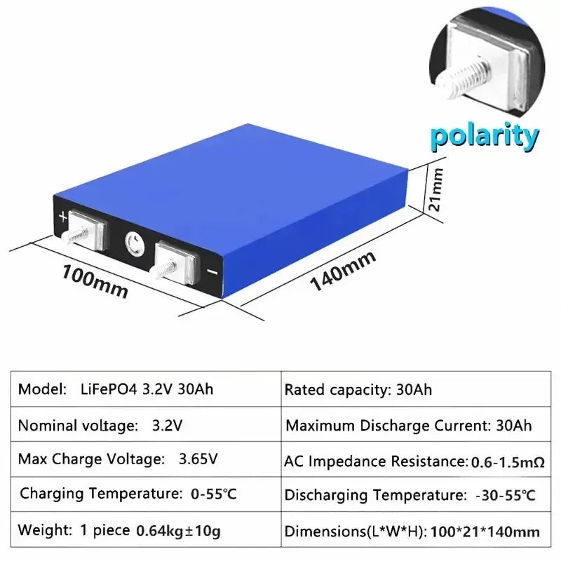 New 3.2V 30Ah LiFePO4 battery cell Lithium iron phosphate deep cycles for diy 12V 24V 36V 48V solar energy UPS power Oasis Select