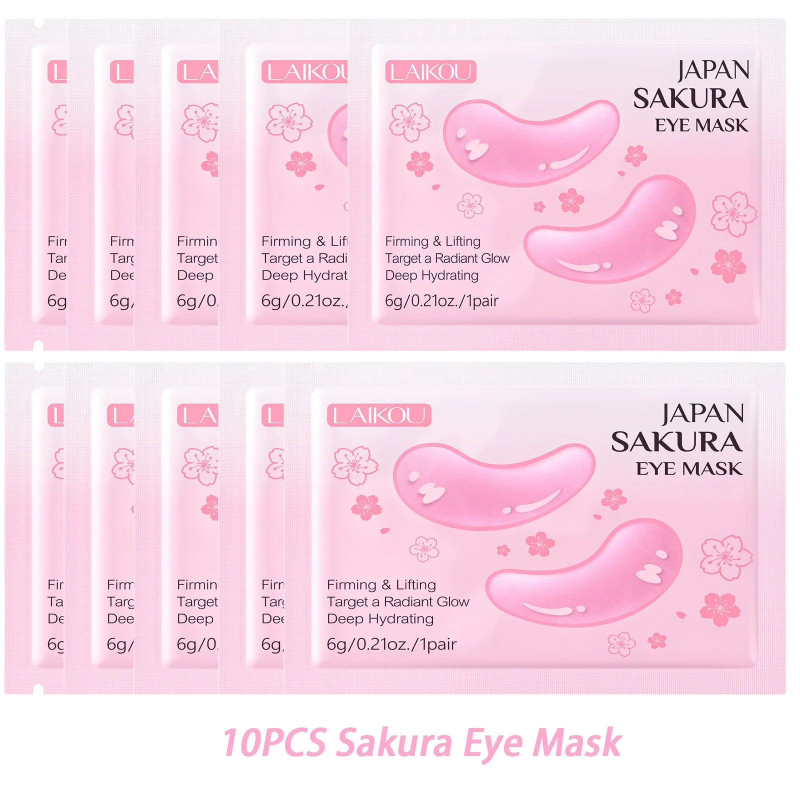 Sakura or Milk or 24K Gold Eye Mask Eye Patches Firming Moisturizing Nourishing Relieves Dark Circles Puffiness under Eyes Oasis Select 10PCS Sakura Msak