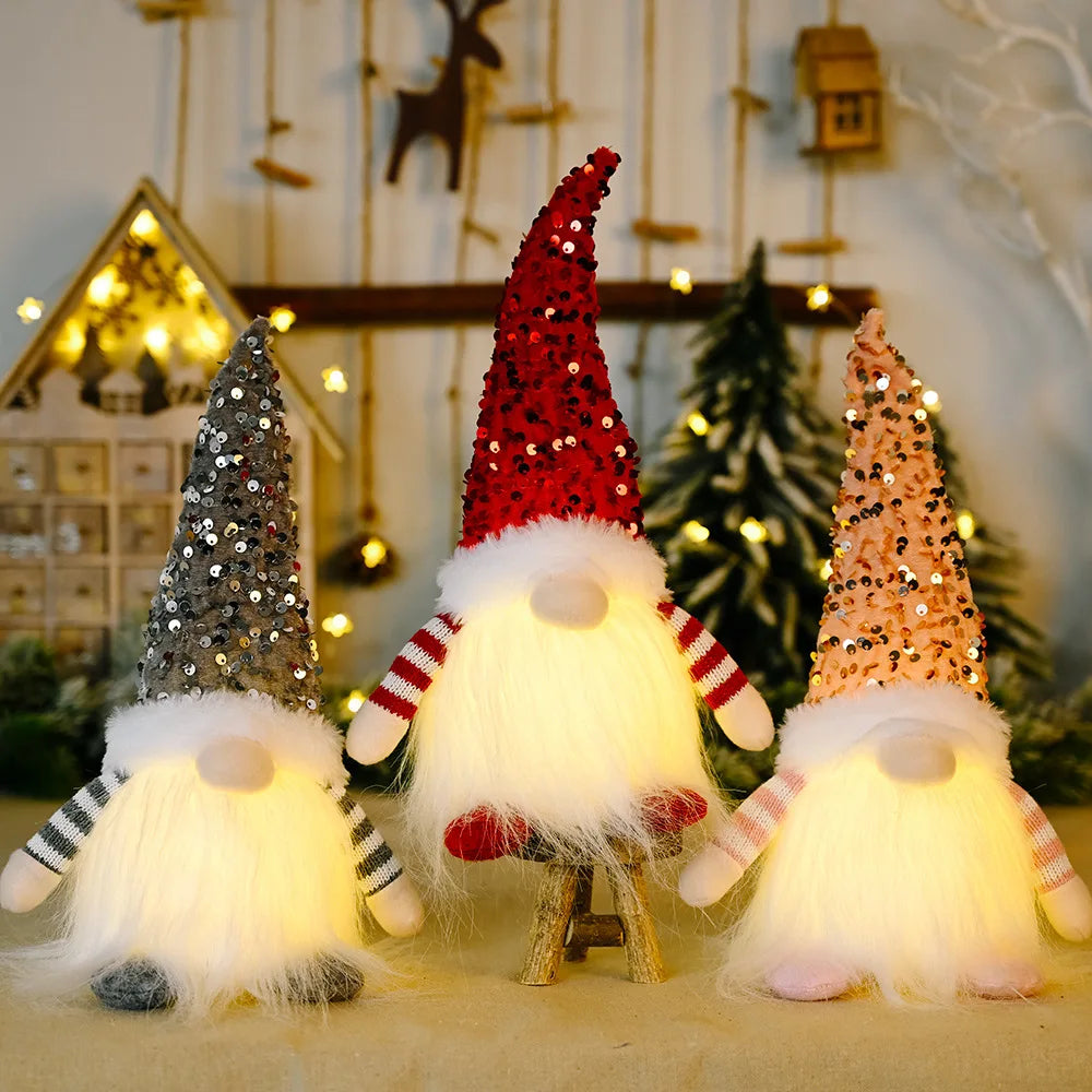 Glowing Christmas Gnome Faceless Doll | Holiday Home Decor