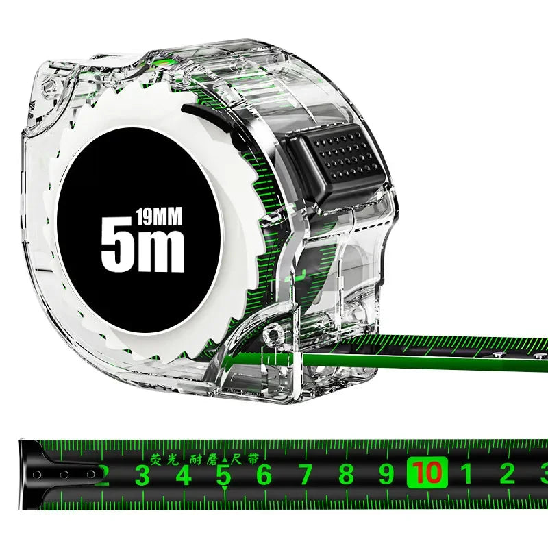 10M Self-Locking Tape Measure Black Fluorescent Tape Measure High Precision Thickened Wear-resistant Drop-proof Tape Measure Oasis Select 5M 19mm 1PC