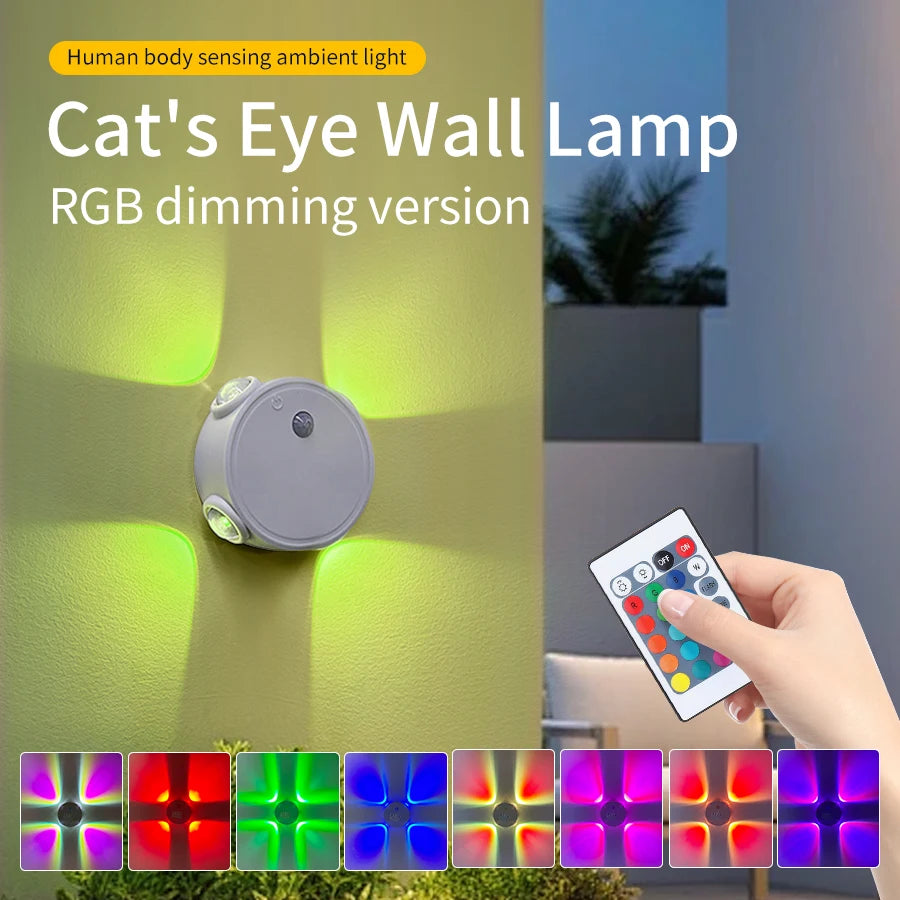 Rechargeable 4 Leds Night Light with Motion Sensor Tricolor RGB Dimmable Wall Lamp Magnetic Mood Ambient Light for Hallway Stair Oasis Select