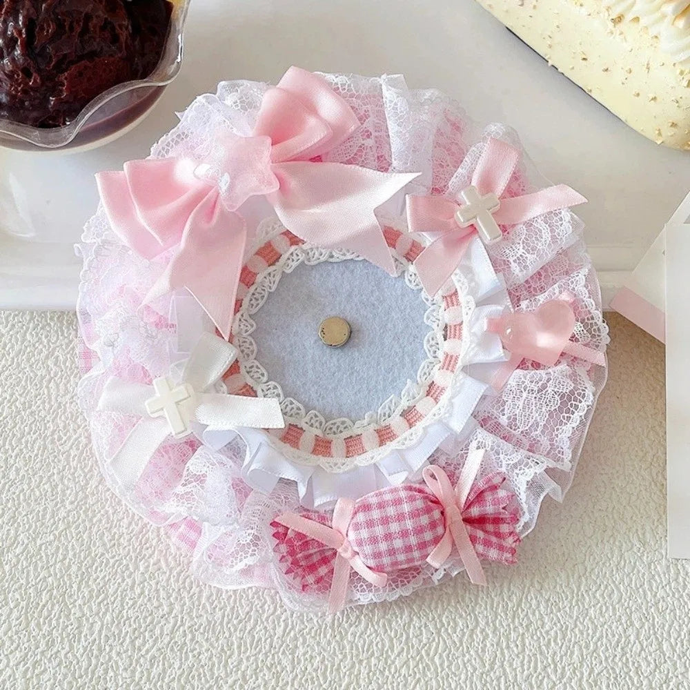 Lace Magnetic Anime Badge Holder Rose Candy Pins Display Base Heart Cross Ornate Ribbon Badge Flower Ita Bag Accessories Oasis Select Style 5