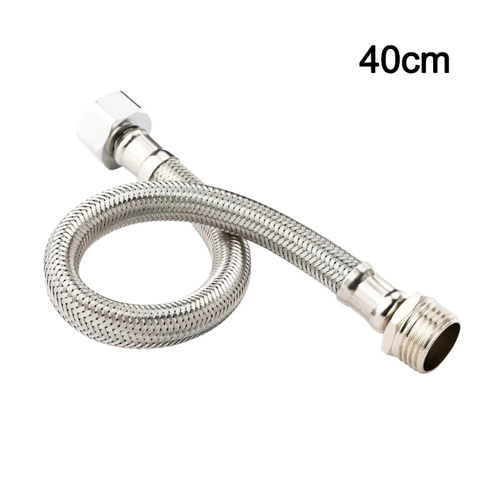 20-200CM Length Flexible Shower Hose Stainless Steel Internal Threaded Extension Sprayer Pipe Adjustable Length Oasis Select Silver-40cm