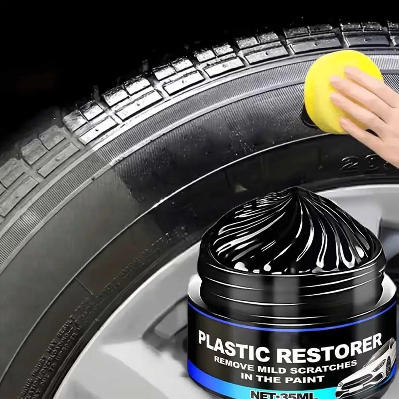 35ml Tire Polishing Paste Protective Polishing Powerful with Sponge Tire Wax Black Wheel Shine for Car Sedan RV Truck Automotive Oasis Select