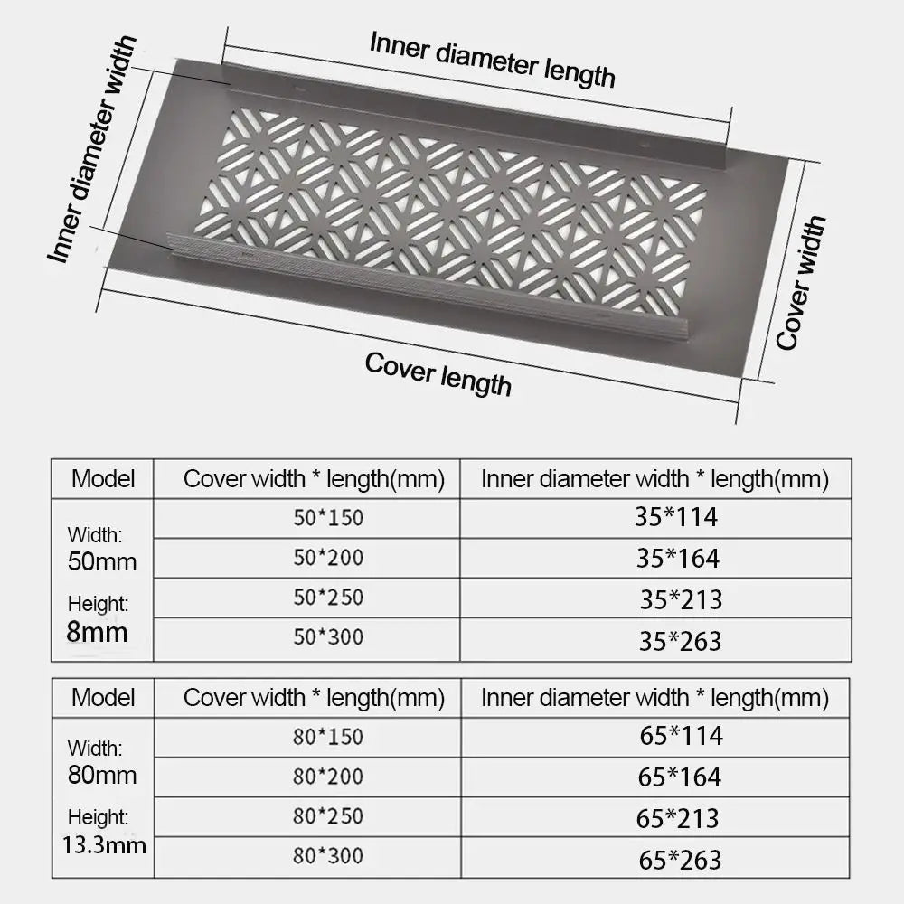 Aluminum Louver Air Vent Grille Cover 50/80mm – Cabinet & Wardrobe
