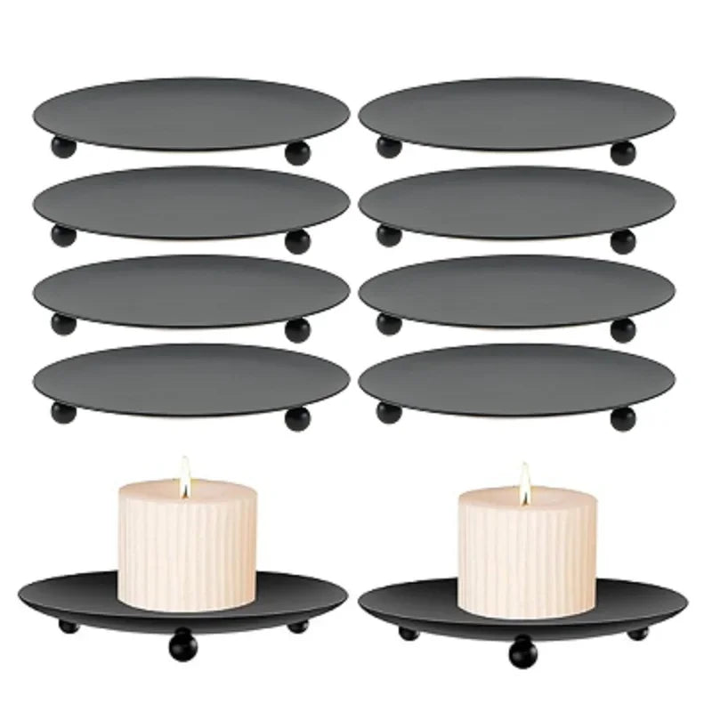 8pcs Black Pillar Candle Holders Made of Iron,Rust-proof,Sturdy and Durable Fits for Weddings,Festivals or Daily Home Decoration Oasis Select