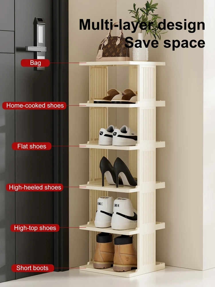 Vertical Shoe Rack: Stackable Shoe Rac, DIY Free-Standing Shoe Organizer, Small Shoe Shelf for Compact and Narrow Spaces, Plasti Oasis Select