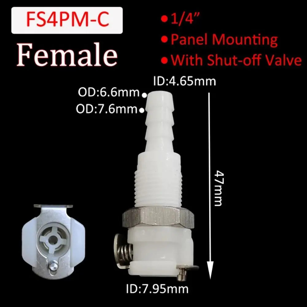 1Pc Disconnect Fitting Coupling Hose Joint Tube Connector Male Female Hose Barb Valved S-series 3/16 1/4 Quick Coupler Oasis Select FS4PM-C