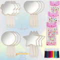 DIY Wooden Princess Mirror Craft Kit with Paintbrushes