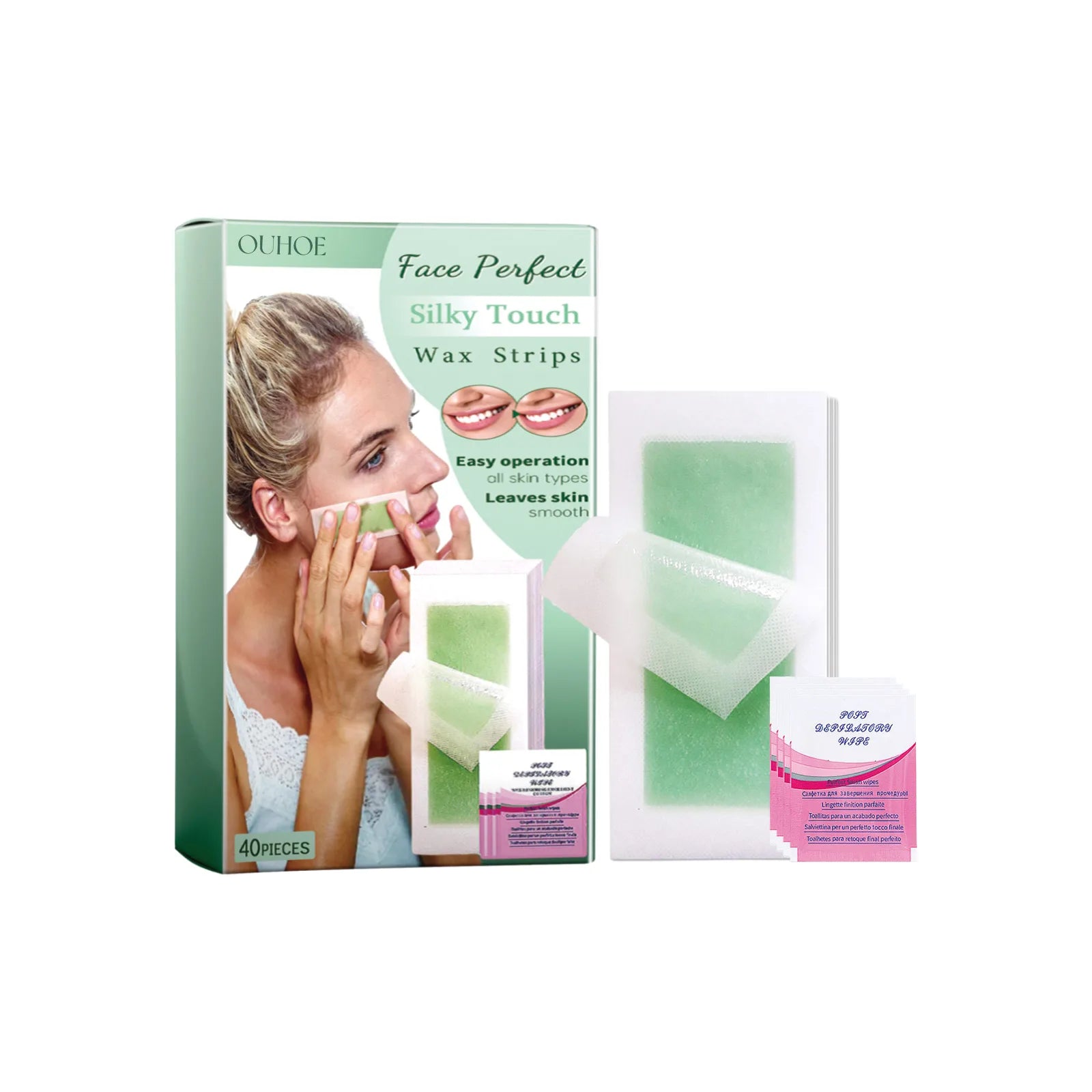 40-Pack Cold Wax Strips for Face, Legs & Body Hair Removal Depilatory Wax Strips Oasis Select 40pcs