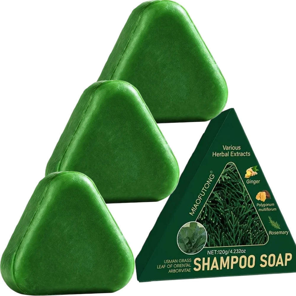 Natural Herbal Shampoo Soap Usman Grass Handmade Soap Hair Nourishing, Oil Control, Refreshing, Fluffy and Soothing Hair Care Oasis Select 3 pcs