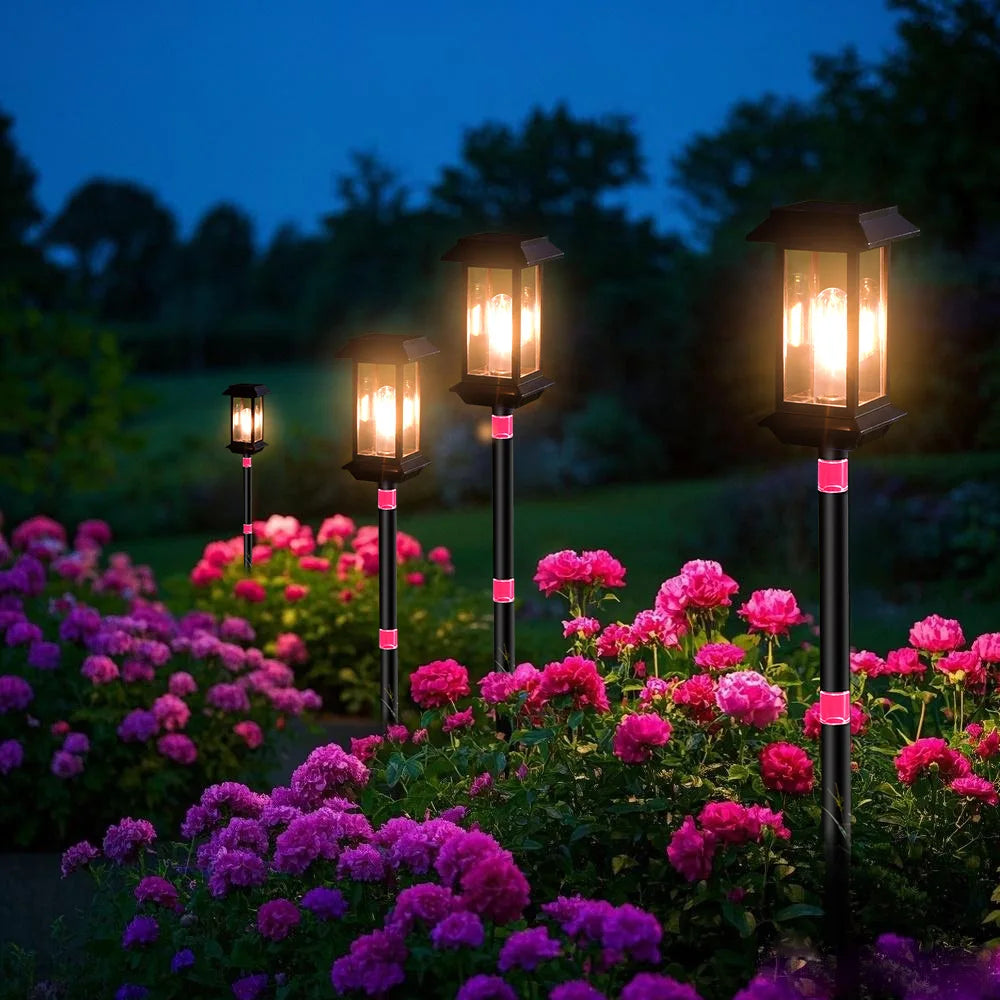 Solar Lamps, Outdoor Garden Lamps, Household Waterproof Garden Tungsten Filament Lawn Insert Lamps, Outdoor Atmosphere Oasis Select Connector warm red