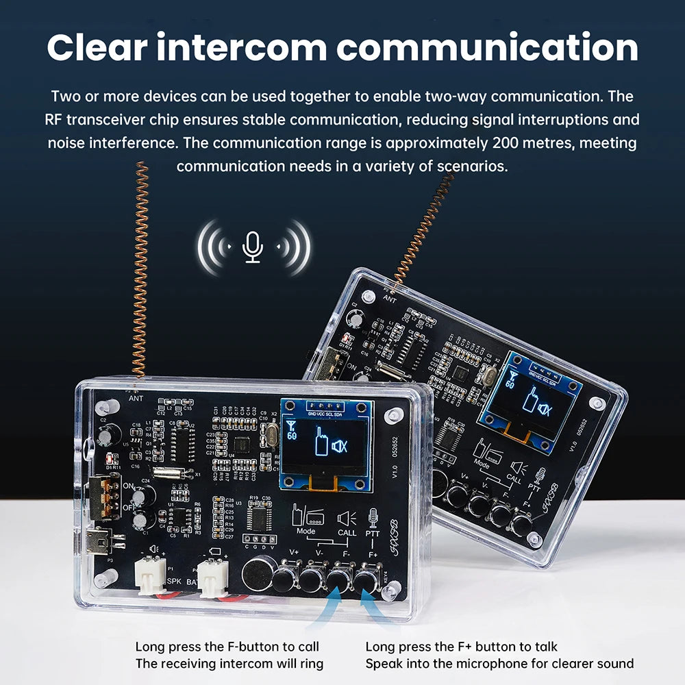 Walkie-Talkie Radio Electronics DIY Kit Wireless Intercom FM Radio Circuit Board Welding Practice BK4802P RF+RDA5807 Dual Chip Oasis Select