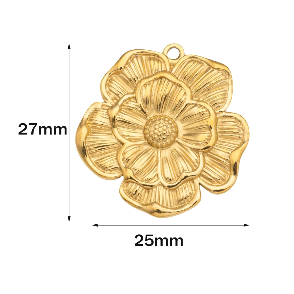 5pcs Gold Stainless Steel Flower Charms Metal Pearl Pendant for DIY Necklace Bracelet Jewelry Making and Crafting Wholesale Bulk Oasis Select Gold 25x27mm