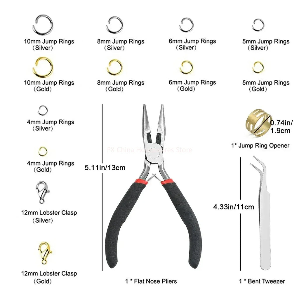 About 1200pcs Gold & Silver Jump Rings with Lobster Clasps + Pliers - DIY Jewelry Making Kit for Necklaces & Earrings Oasis Select