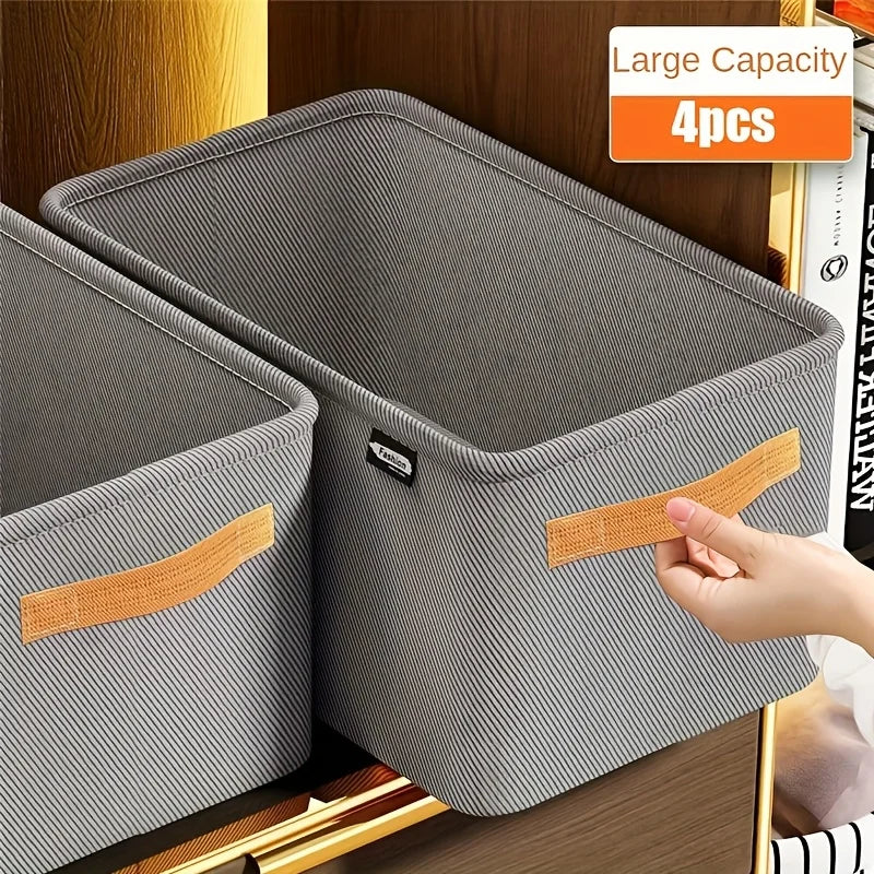 4PCS Extra Large Stackable Storage Boxes | Heavy-Duty Non-Woven Fabric Organizer, Space-Saving Multi-Purpose Storage for Closet Oasis Select