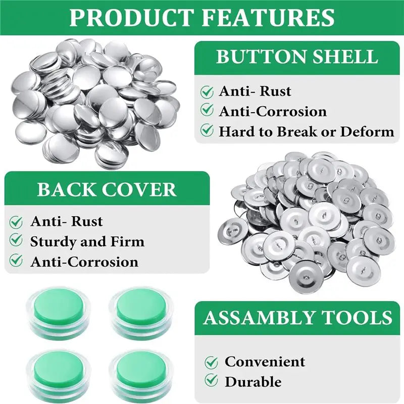 LIKE WISH 100 Sets Cover Buttons Kit With Tools Size Buttons To Cover Self Cover Buttons DIY Fabric Cloth Cover Buttons Durable Oasis Select