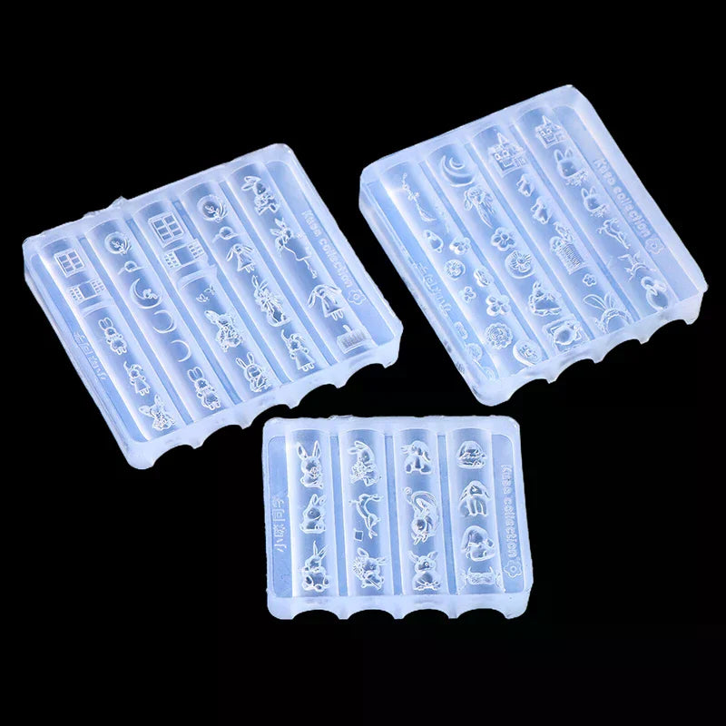 Cute Nail Mold Silicone Rabbit Paradise Moon Castle Art Elegant Oil Painting Style Nail Stereoscopic Template Mold Oasis Select