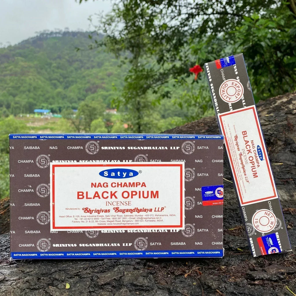 12box/6box Satya India Stick Incenses White Sage Sandalwood Palo Santo Peruvian Sacred Wood Aromatherapy Home Incense NAG Champa Oasis Select BLACK OPIUM 6 small boxex