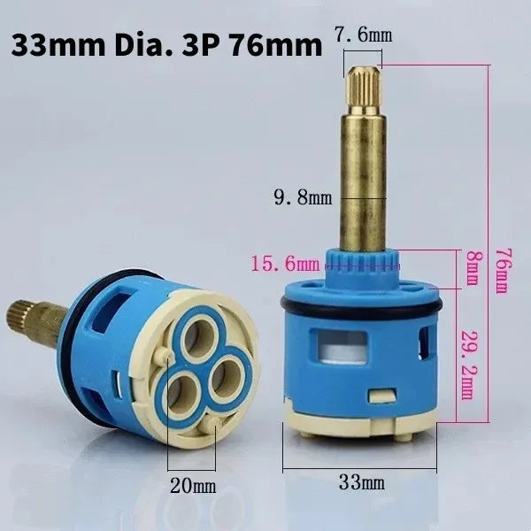 1PC Watersaving Replacement Ceramic Spool Shower Room Faucet Water Mixer Tap Cartridge Replace Valve Kitchen Bathroom Accessory Oasis Select 33mm Dia. 3P 76mm