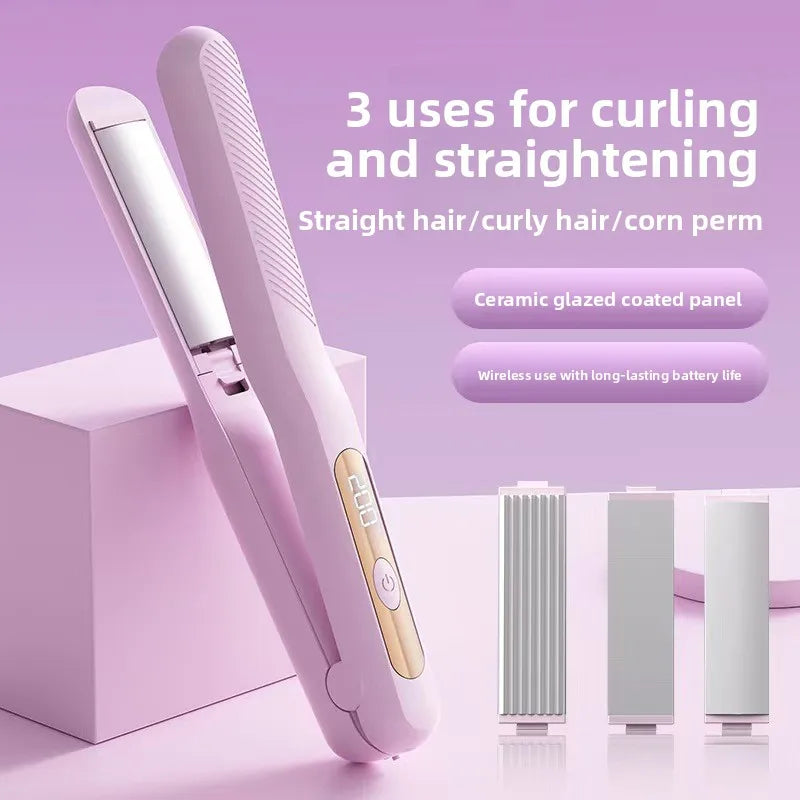 3-in-1 Wireless Hair Straightener & Curling Iron | Interchangeable
