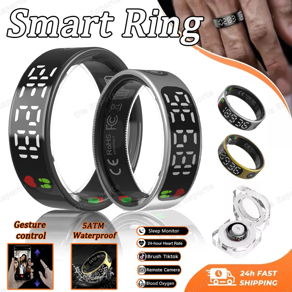 Smart Ring LED – Heart Rate, SpO₂ & Sleep Tracker | 5ATM