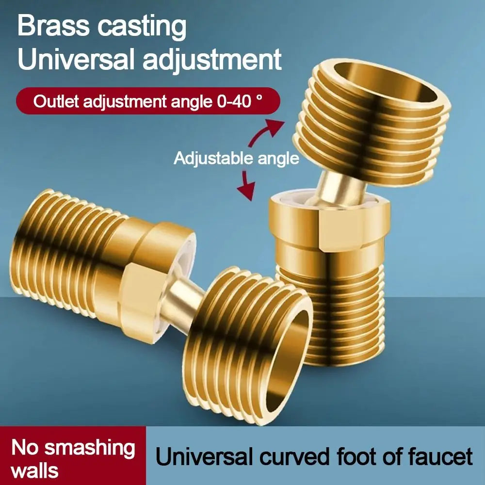 Copper Angled Curved Foot Angle Adjustment Lengthened Shower Faucet Adapter 360° Rotatable Wall Mounted Eccentric Screw Corner Oasis Select