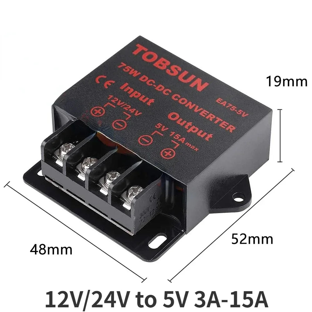 12V/24V to 5V 5A 15AMP 3A 10A 24V to 5V 12V to 5V 15A Car Step Down Reducer DC Converter Voltage Regulator for Car Oasis Select