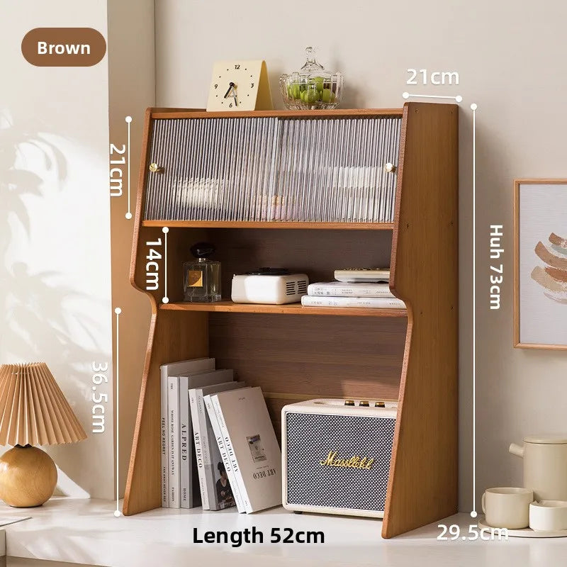 Nanzhu Bookshelf Desktop Student Desk Storage and Organizing Rack Simple Table Multi-layer Table Small Shelf Oasis Select Tall brown