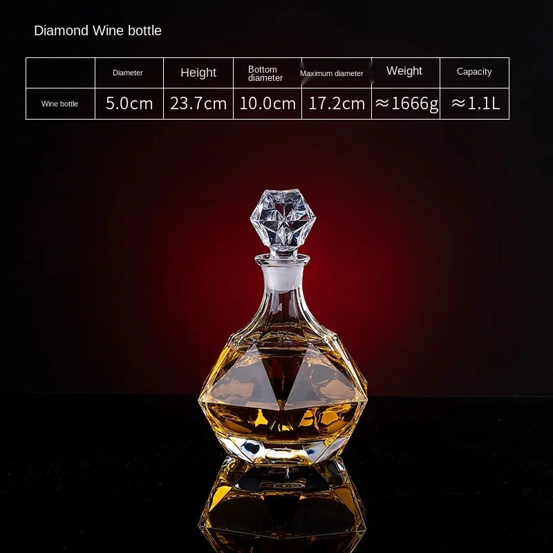 European thickened whiskey glass set large foreign wine glass crystal glass wine bottle creative wine set Oasis Select Diamond wine bottle