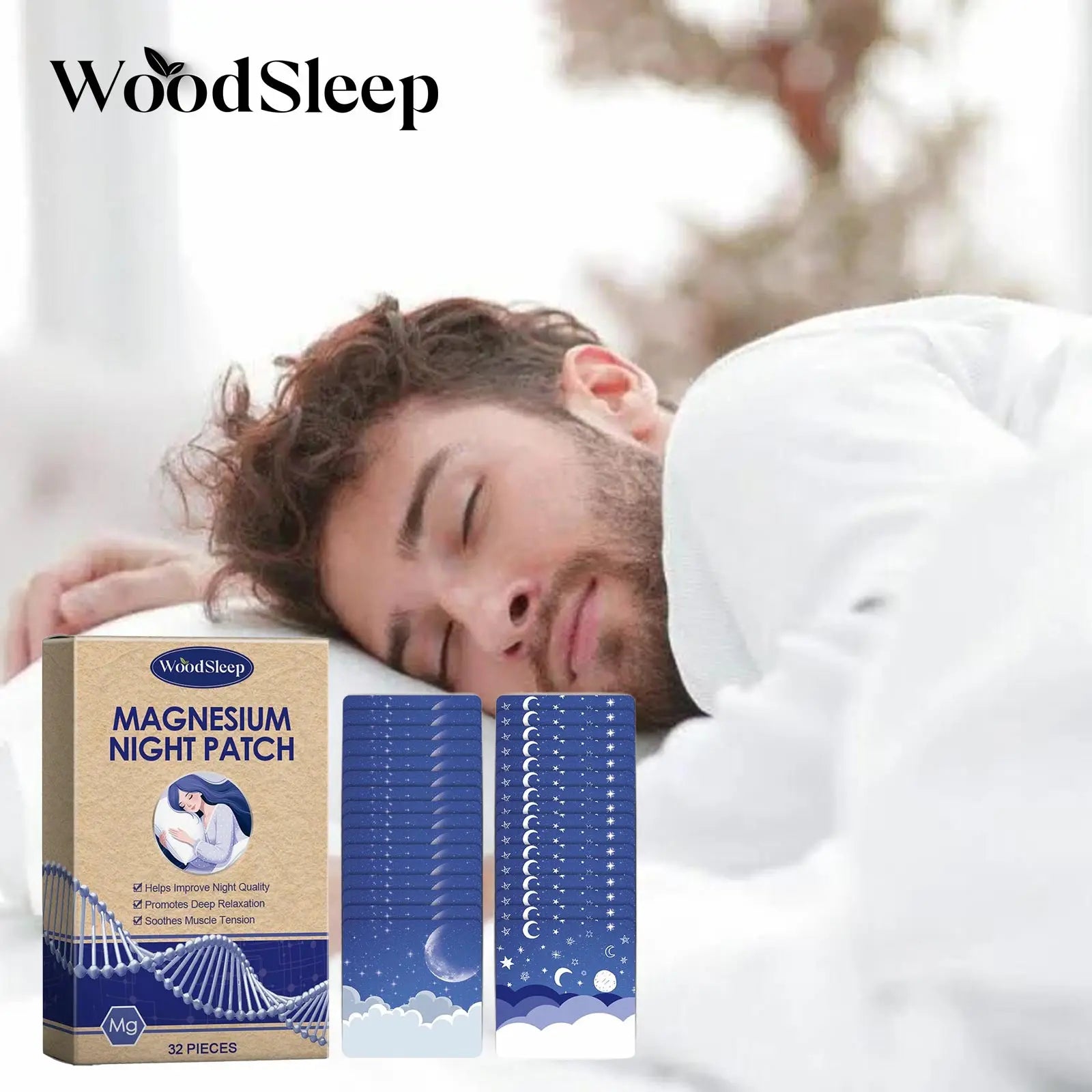 WOODSLEEP Magnesium Night Patch – Lavender Sleep & Stress Aid Sleep Aid Patch Oasis Select