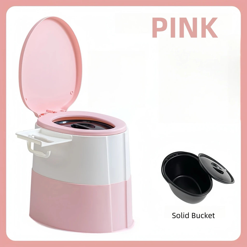 1 Piece Pink/Grey/Khaki/Blue Portable Mobile Toilet with Lid for Camping, Outdoor, Bathroom, Bedroom, Balcony, Hiking, Rv, Travel, Pregnant Women, Disabled People, Elderly, People with Limited Mobility, Bedridden People, Equi Oasis Select Pink