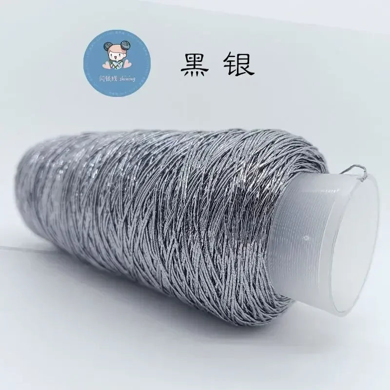 Silver Handmade Crochet Yarn Popular Style Woven Flash Core Wire 200g Ball for Small Bag Knitting Needle Craft Supply Oasis Select Black Silver