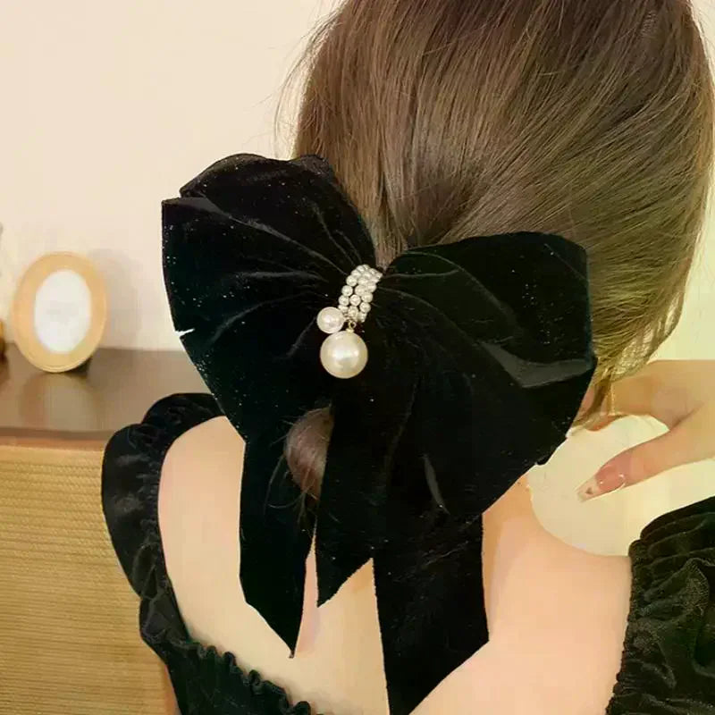 Fashion Temperament Velvet Bow Hairpin For Women Sweet Princess Headdress Back Of The Head Hair Clip New Year Hair Accessories Oasis Select