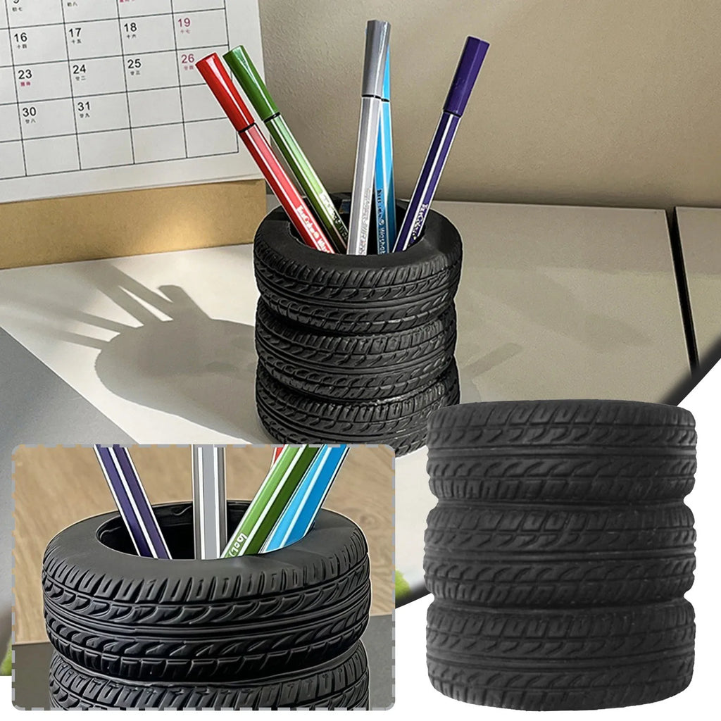 Tire Shaped Pen Holder – Unique Desk Organizer & Decor Novelty Pen Holder Oasis Select
