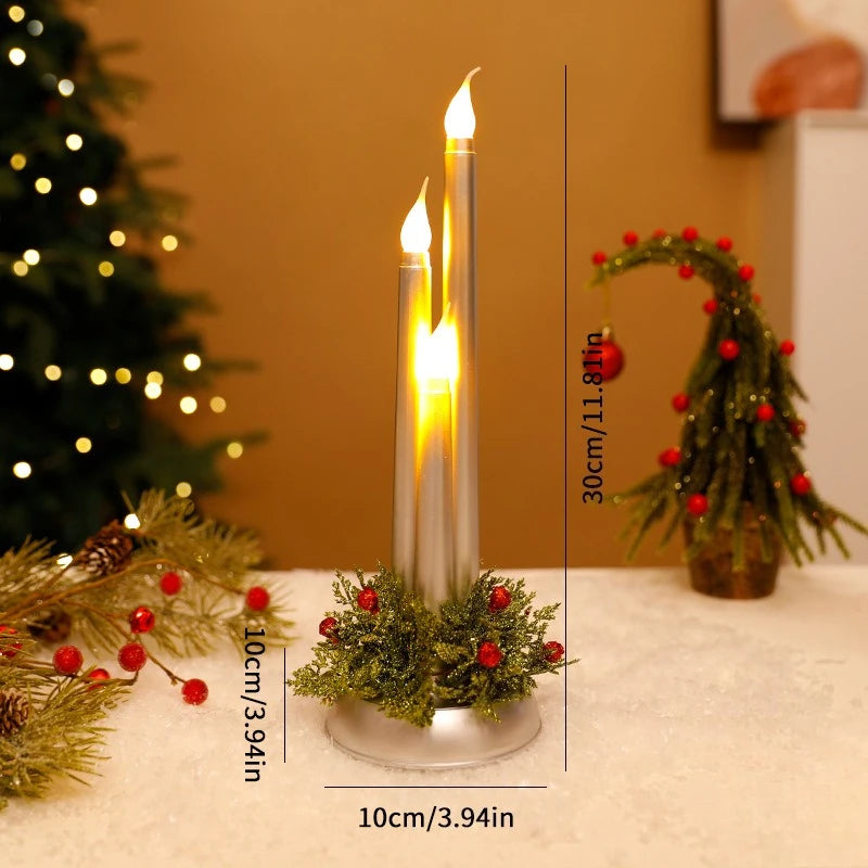 LED Electronic Candles Simulate Christmas Props Long Glossy Candles Christmas Decorative Items Oasis Select silver