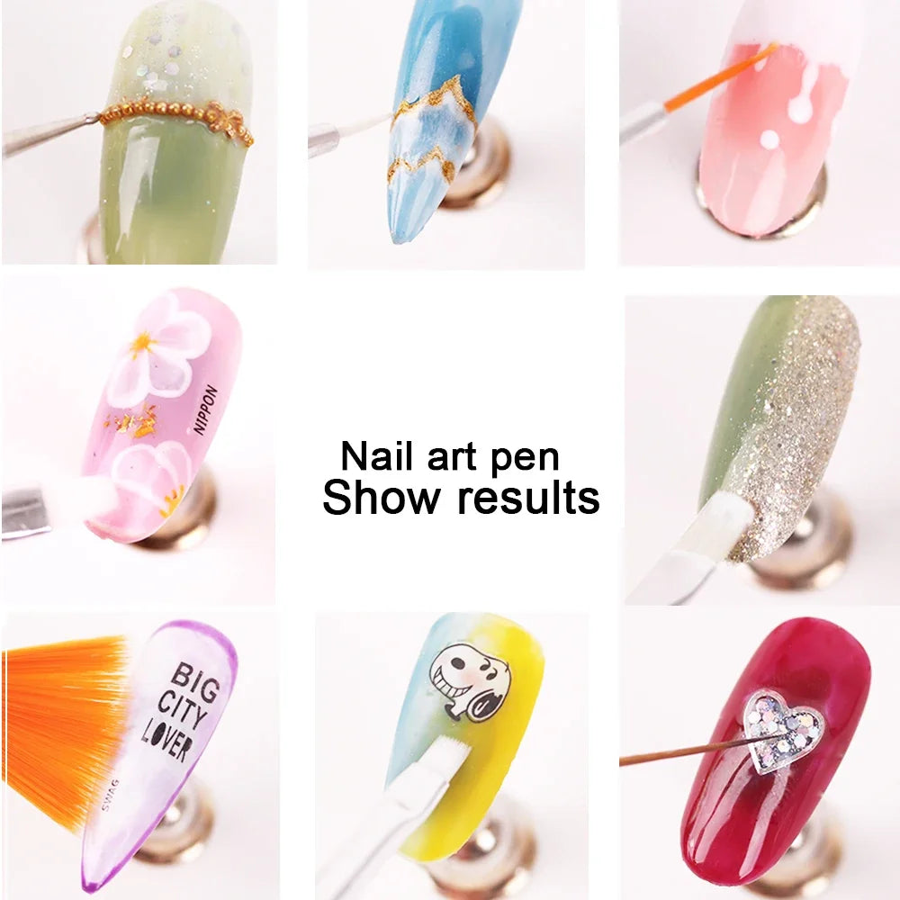 15pcs Fine Detail Paint Brush Set Acrylic UV Gel Drawing Dotting Manicure Nail Art Design Tools Makeup Accessorie Gel Brush Oasis Select